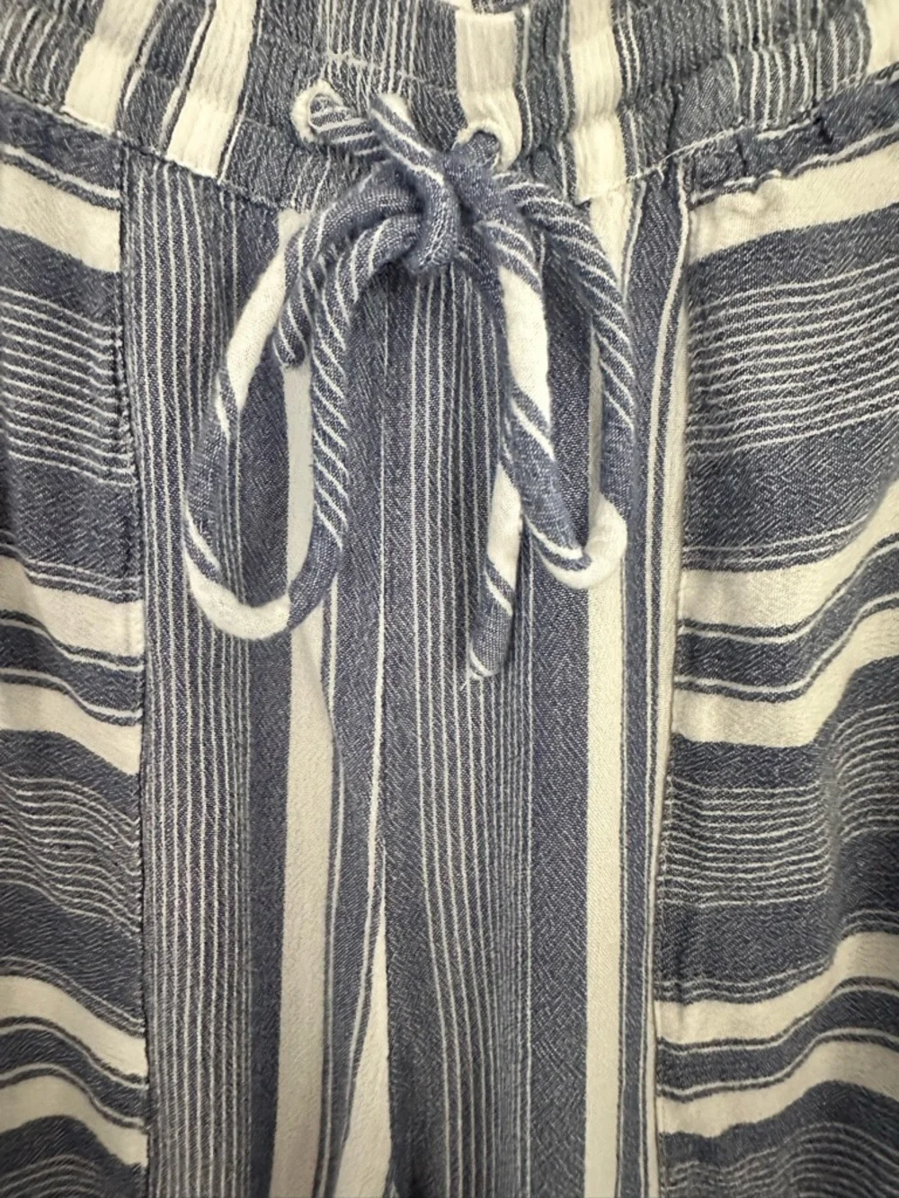 Billabong Striped Wide Leg Pants | Blue White Beachy Drawstring | Size M - Picture 3 of 9